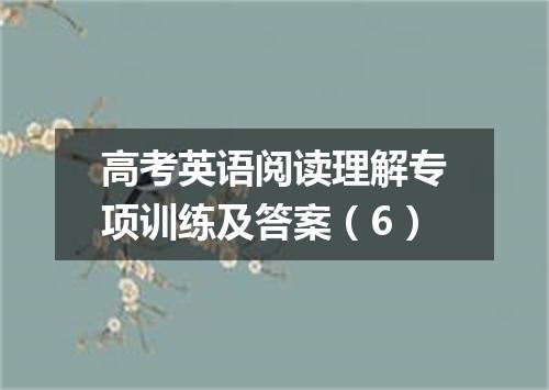 高考英语阅读理解专项训练及答案(6)