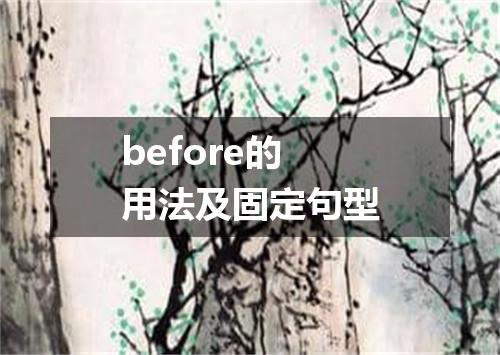 before的用法及固定句型