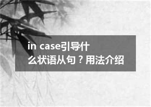 in case引导什么状语从句?用法介绍