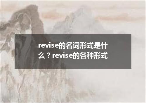 revise的名词形式是什么?revise的各种形式