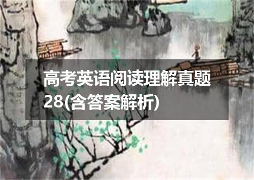 高考英语阅读理解真题28(含答案解析)