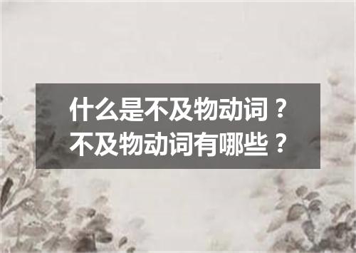 什么是不及物动词?不及物动词有哪些?