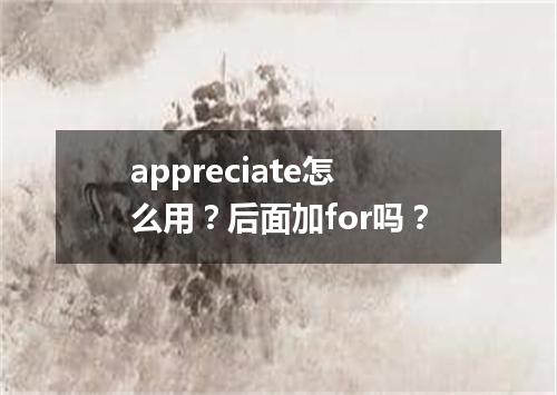 appreciate怎么用?后面加for吗?