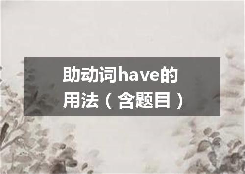 助动词have的用法(含题目)