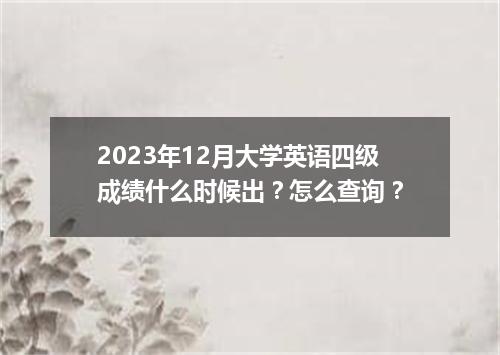 2023年12月大学英语四级成绩什么时候出?怎么查询?