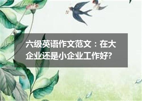 六级英语作文范文:在大企业还是小企业工作好?