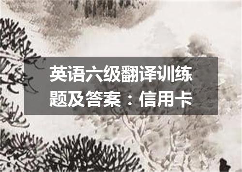英语六级翻译训练题及答案:信用卡