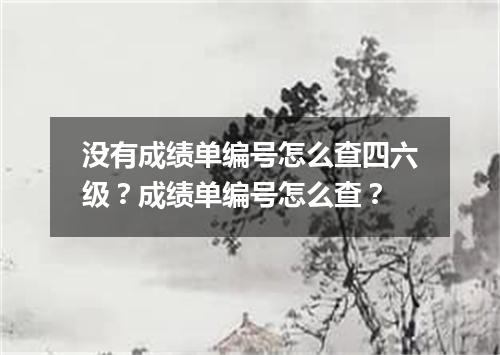 没有成绩单编号怎么查四六级?成绩单编号怎么查?