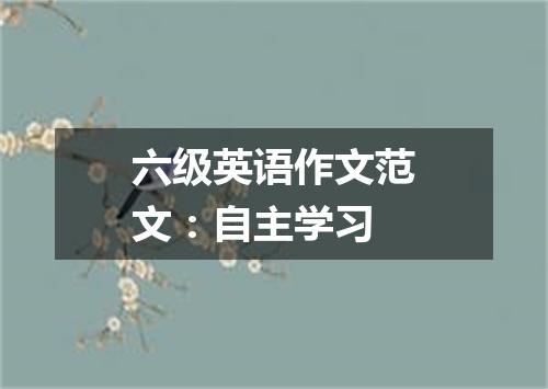 六级英语作文范文:自主学习