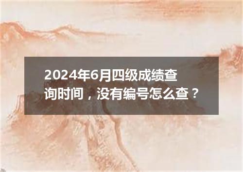 2024年6月四级成绩查询时间,没有编号怎么查?
