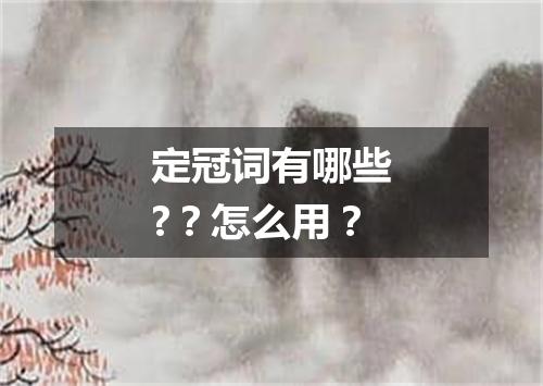 定冠词有哪些??怎么用?