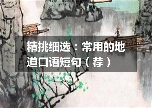 精挑细选:常用的地道口语短句(荐)