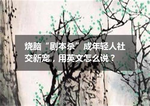 烧脑“剧本杀”成年轻人社交新宠,用英文怎么说?