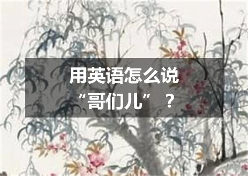 用英语怎么说“哥们儿”?