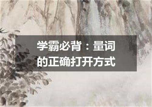 学霸必背：量词的正确打开方式