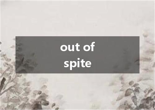 out of spite是什么意思