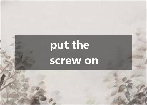 put the screw on是什么意思