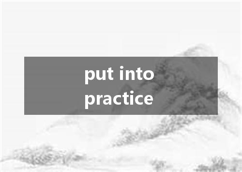 put into practice是什么意思