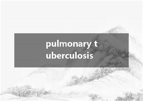 pulmonary tuberculosis是什么意思