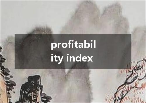 profitability index是什么意思