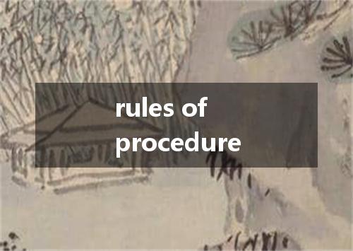 rules of procedure是什么意思