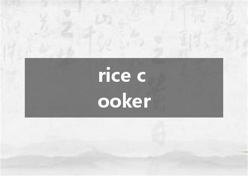 rice cooker是什么意思