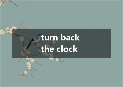turn back the clock是什么意思