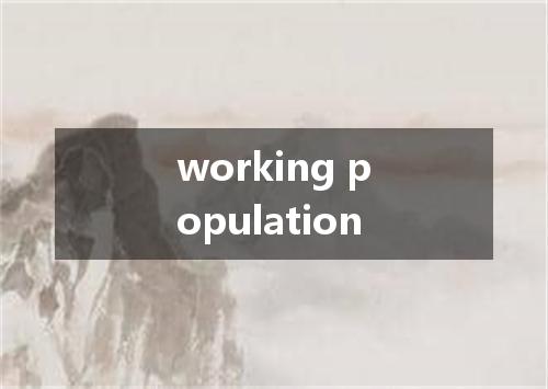 working population是什么意思