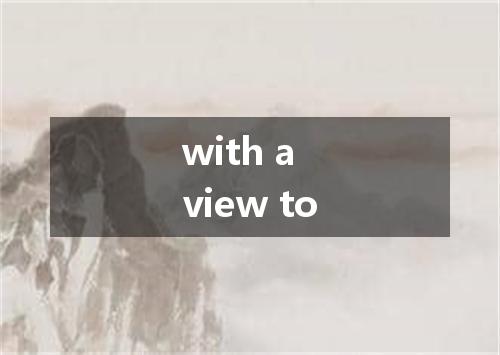 with a view to是什么意思