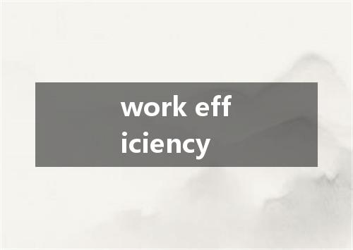 work efficiency是什么意思