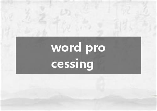 word processing是什么意思