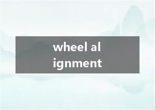 wheel alignment是什么意思