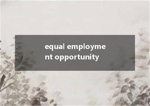 equal employment opportunity是什么意思