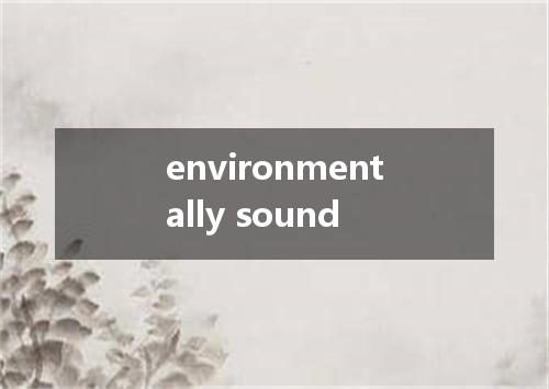 environmentally sound是什么意思