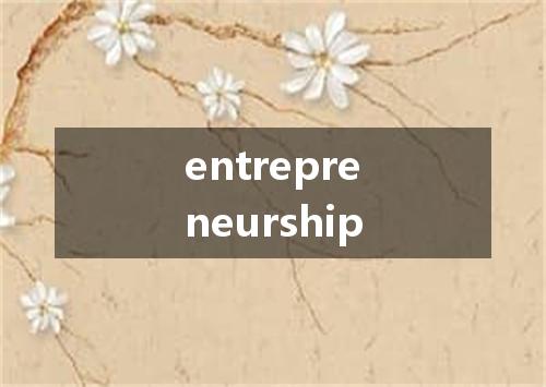 entrepreneurship是什么意思