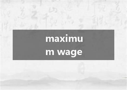 maximum wage是什么意思