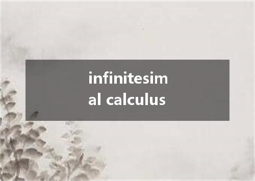 infinitesimal calculus是什么意思