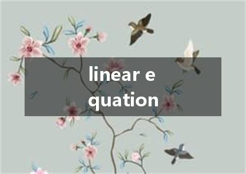 linear equation是什么意思