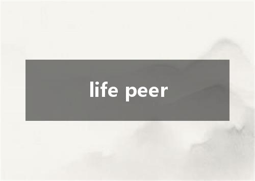 life peer是什么意思