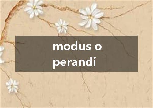 modus operandi是什么意思