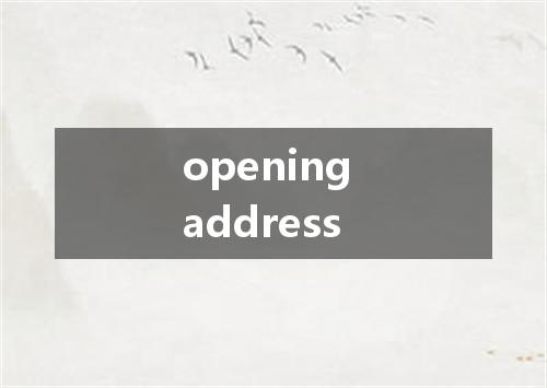 opening address是什么意思
