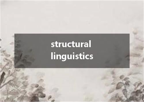 structural linguistics是什么意思