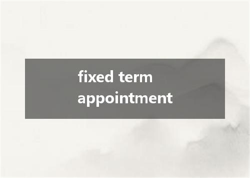 fixed term appointment是什么意思