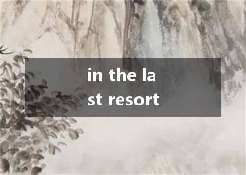 in the last resort是什么意思