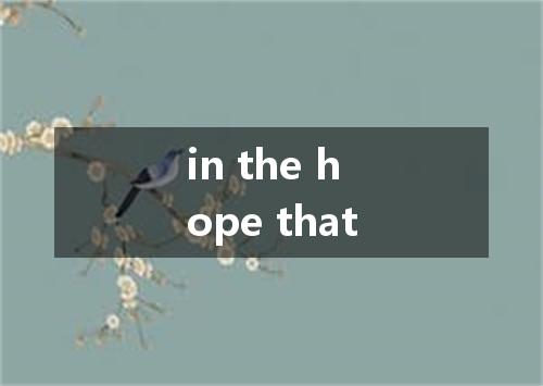 in the hope that是什么意思