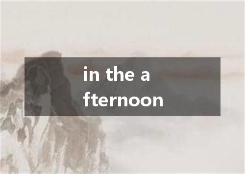 in the afternoon是什么意思