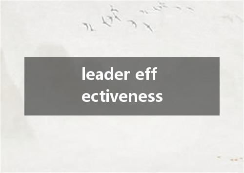 leader effectiveness是什么意思