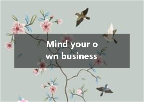 Mind your own business是什么意思