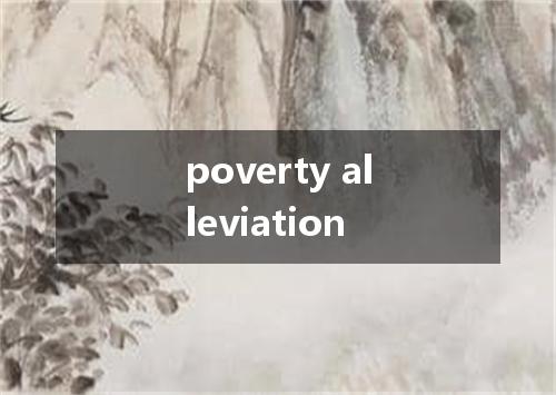 poverty alleviation是什么意思