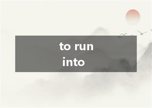 to run into是什么意思